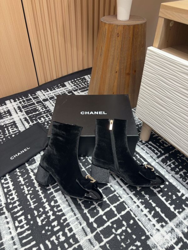 24Fw new Chanel bow double C diamond buckle short boots - Image 10