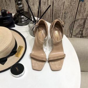 andals with YSL logo heels and square toes